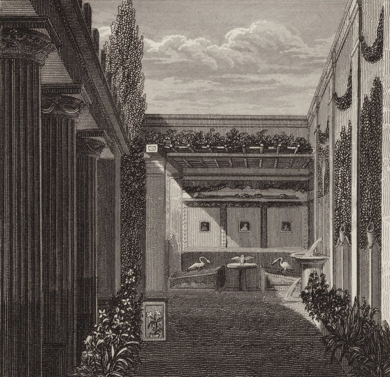 Ogród rzymskiego domu. Ilustracja do Atlasu Bilder (grawerowanie) autorstwa German School