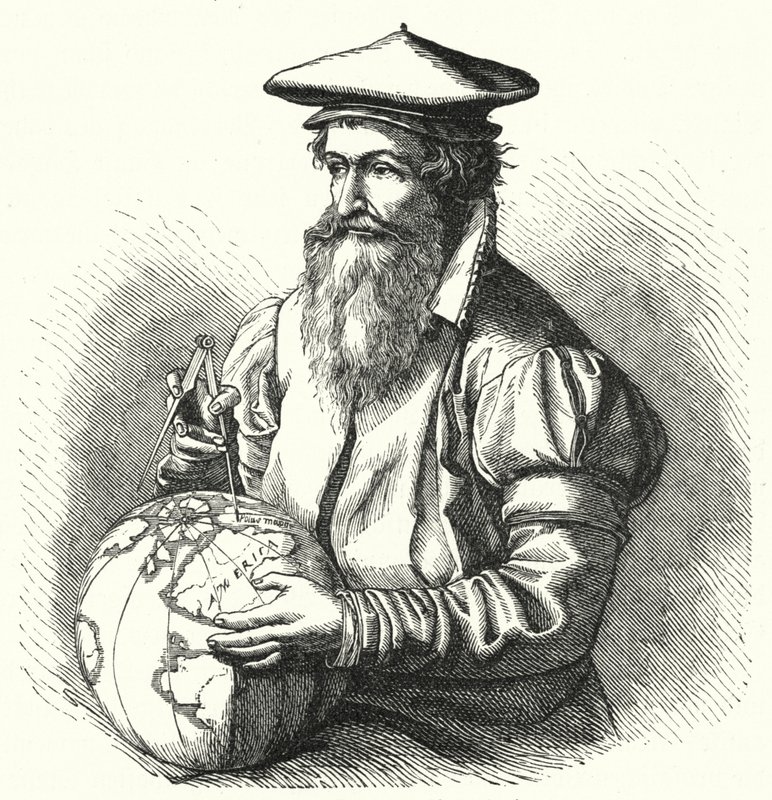 Gerardus Mercator, flamandzki geograf i kartograf (grafika) autorstwa German School