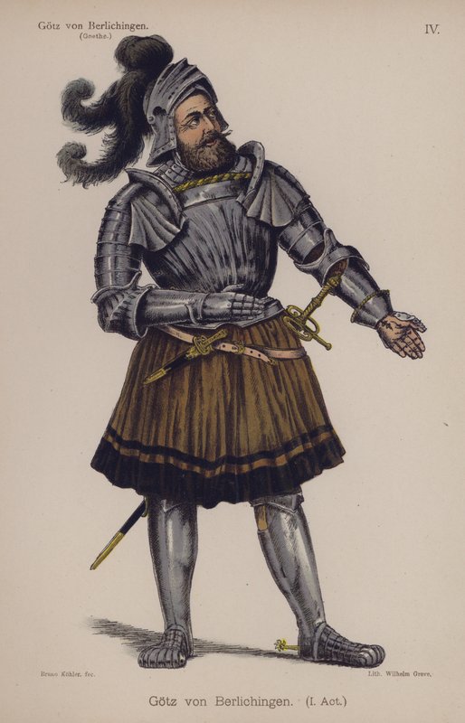 Gotz von Berlichingen, tytułowa postać ze sztuki Goethego (kolor lito) autorstwa German School