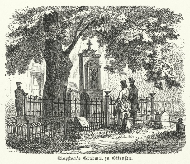 Grób niemieckiego poety Friedricha Gottlieba Klopstocka, Ottensen, Hamburg (rycina) autorstwa German School