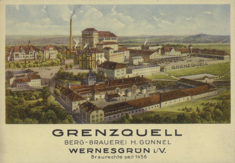 Browar Grenzquell, Wernesgrun, Saksonia, Niemcy (kolor lito) autorstwa German School