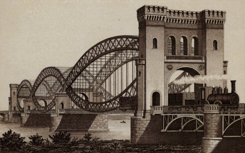 Hamburg: Eisenbahn-Elb-Brucke, most kolejowy na Łabie (lito) autorstwa German School