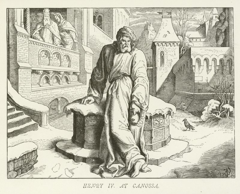 Henryk IV w Canossa autorstwa German School