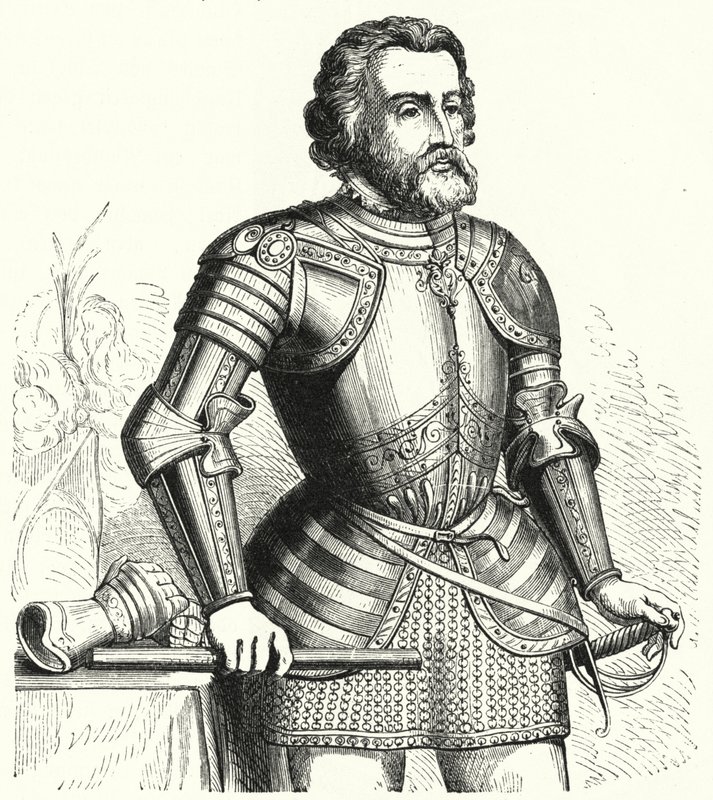 Hernan Cortes, hiszpański konkwistador (grafika) autorstwa German School