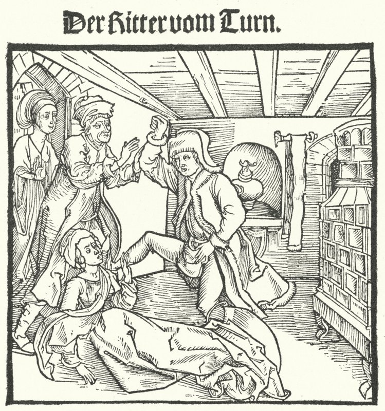 Ilustracja z Księgi Rycerza Wieży autorstwa Geoffroya IV de la Tour Landry (rycina) autorstwa German School