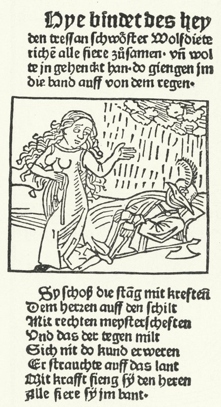 Ilustracja z opowieści o romantycznym bohaterze Wolfdietrichu, wydana przez Hansa Schoenspergera w Augsburgu w 1491 r. (rycina) autorstwa German School