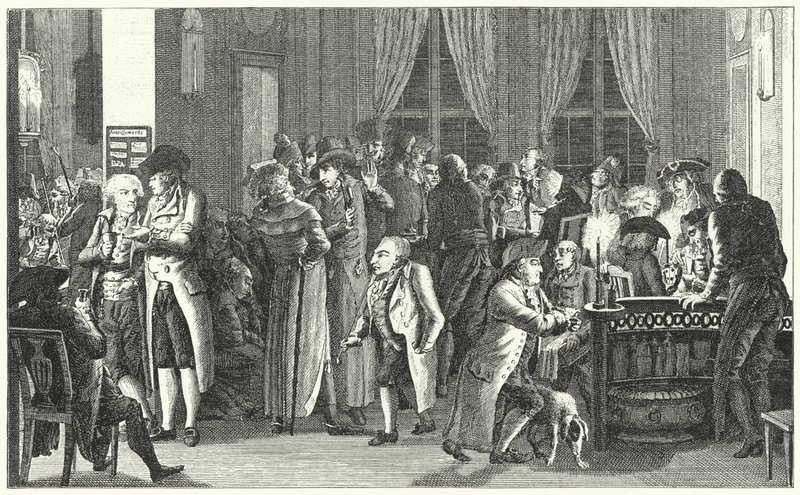 Wnętrze kawiarni Richtera w Lipsku, ok. 1800 (rycina) autorstwa German School