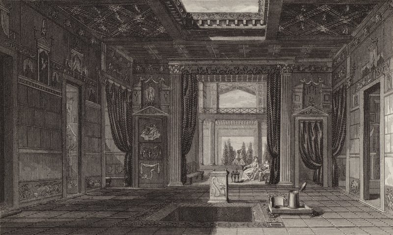 Wnętrze domu rzymskiego w Pompejach. Ilustracja do Atlasu Bilder (grawerowanie) autorstwa German School