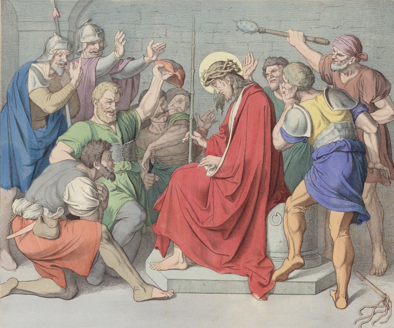Jezus zostaje ukoronowany cierniami autorstwa German School