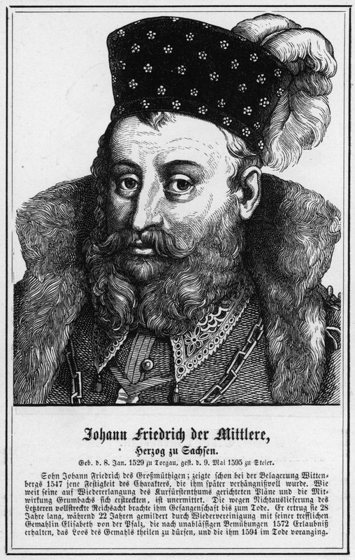 Johann Friedrich the Middle, książę Saksonii (rycina) autorstwa German School