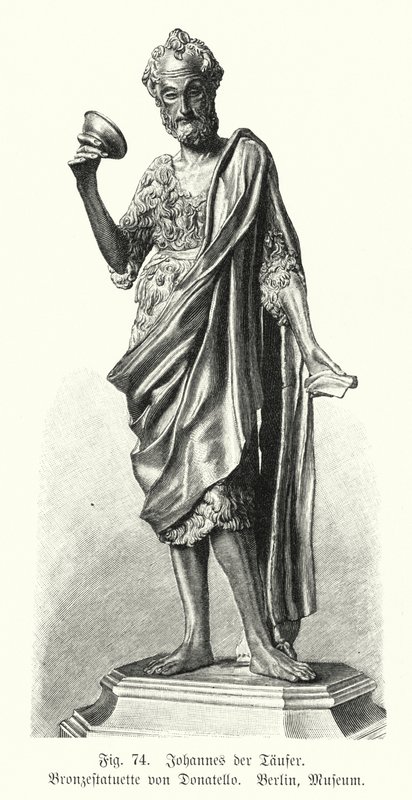 Jan Chrzciciel, rzeźba z brązu autorstwa Donatello (rycina) autorstwa German School