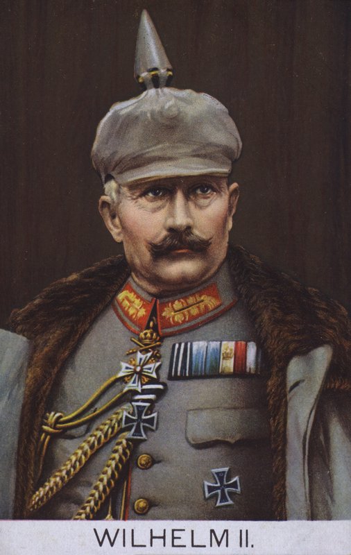 Cesarz Niemiec Wilhelm II w mundurze wojskowym (kolorowa litografia) autorstwa German School