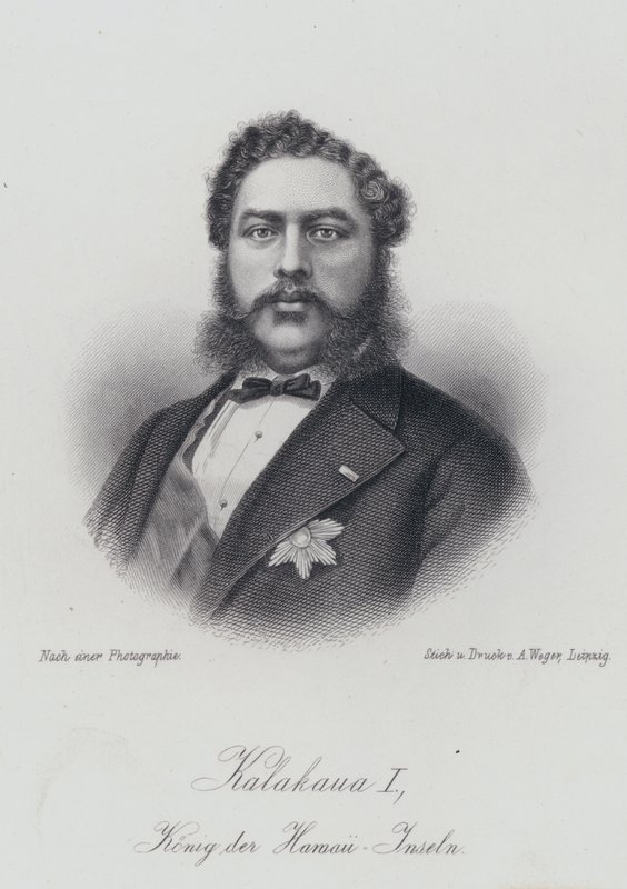 Kalakaua I, Król Wysp Hawajskich (grafika) autorstwa German School
