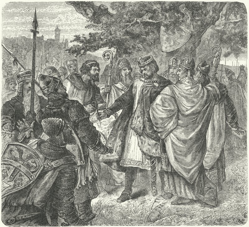 Król Jan zgadza się na Magna Carta, Runnymede autorstwa German School