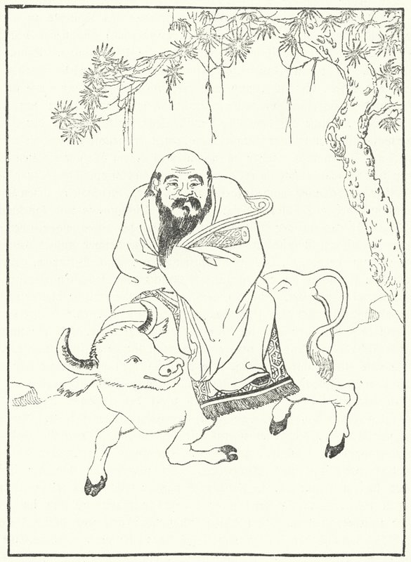 Laozi, starożytny chiński filozof, na bawole wodnym (rycina) autorstwa German School