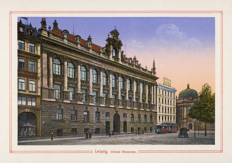 Lipsk, Grassi-Museum (kolorowa litografia) autorstwa German School