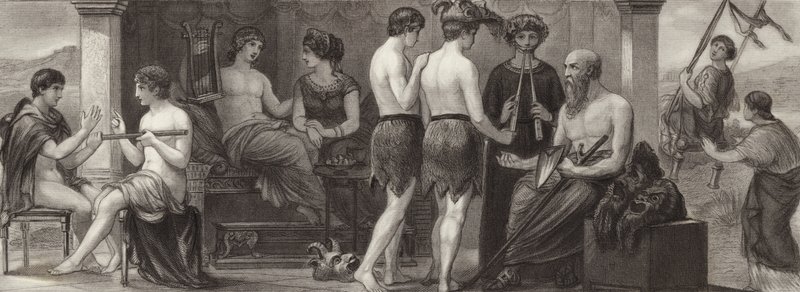 Życie i sztuka w starożytnej Grecji. Ilustracja do Atlasu Bilder (grawerowanie) autorstwa German School