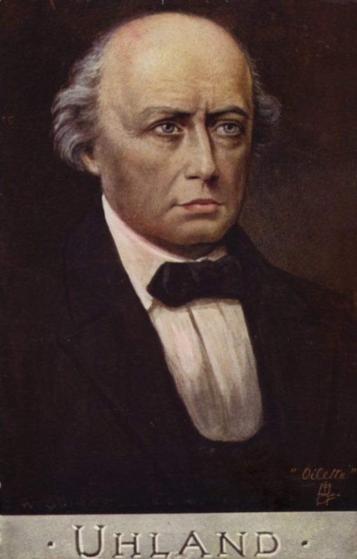 Ludwig Uhland (1787-1862), niemiecki poeta i filolog (kolorowa litografia) autorstwa German School