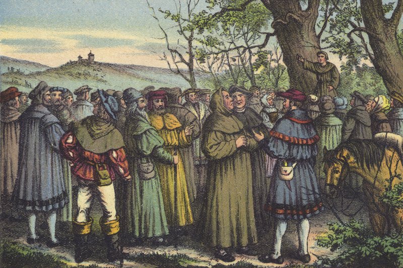 Głoszenie Lutra (chromolitho) autorstwa German School
