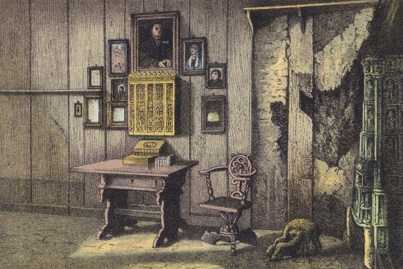 Pokój Lutra w Wartburgu (chromolitho) autorstwa German School