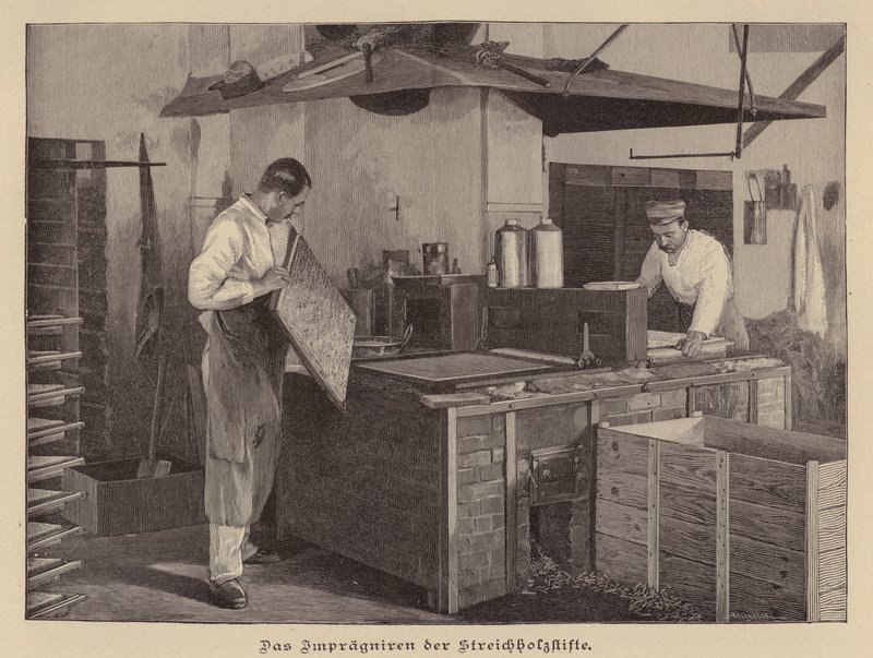 Zapałki produkcyjne (grawerowanie) autorstwa German School