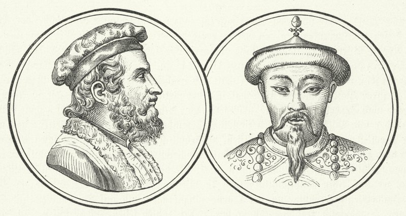 Marco Polo i Kubilaj Khan (grafika) autorstwa German School