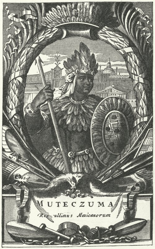 Montezuma II, cesarz Azteków (rycina) autorstwa German School