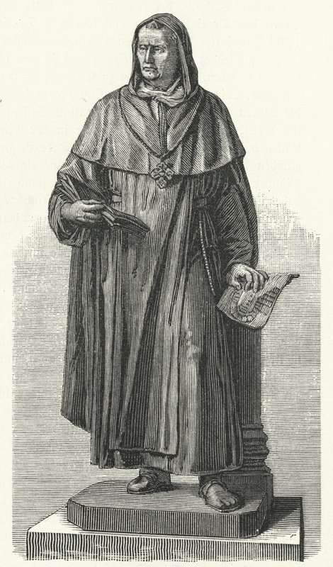 Pomnik niemieckiego św. Alberta Magnusa w jego miejscu urodzenia w Lauingen w Bawarii (rycina) autorstwa German School
