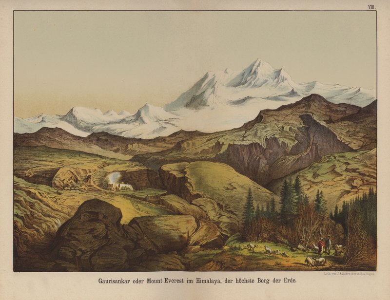 Mount Everest, najwyższa góra na Ziemi (kolor lito) autorstwa German School