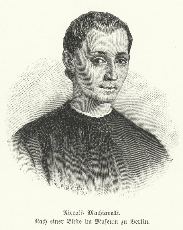 Niccolo Machiavelli, włoski dyplomata, polityk, filozof i pisarz (lito) autorstwa German School