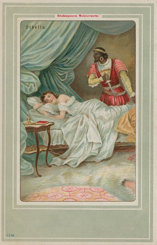 Otello zbliża się do śpiącego Desdemony autorstwa German School