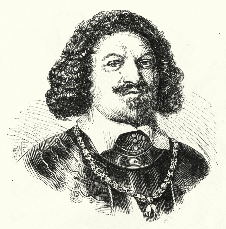 Ottavio Piccolomini, włoski generał w armii Świętego Cesarstwa Rzymskiego w wojnie trzydziestoletniej (rycina) autorstwa German School