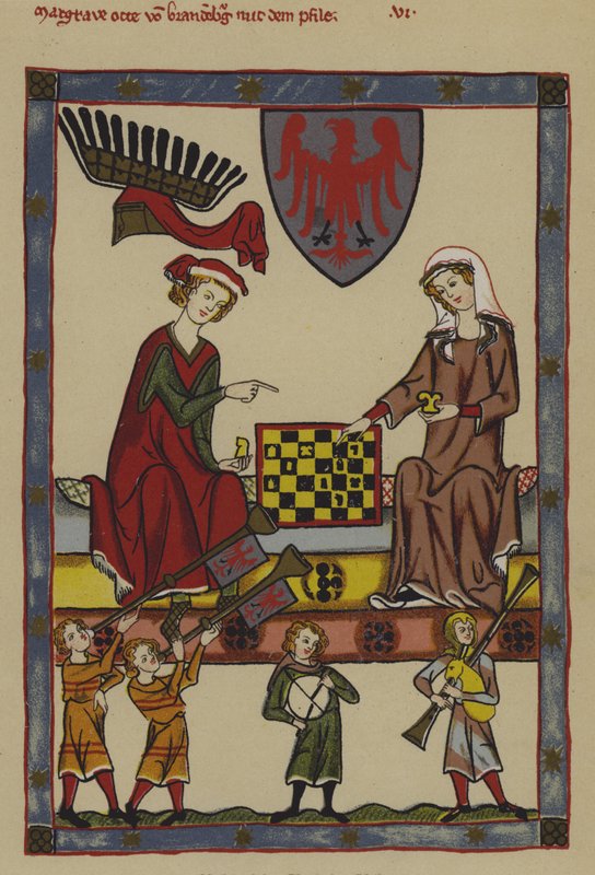 Otto IV, margrabia brandenburski i jego żona Jadwiga Holsztyńska (litografia kolorowa) autorstwa German School