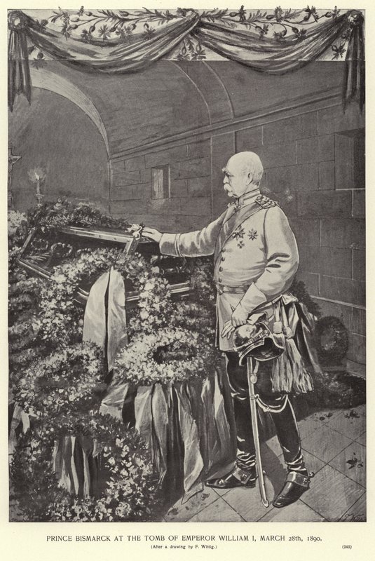 Otto von Bismarck przy grobie cesarza Wilhelma I autorstwa German School