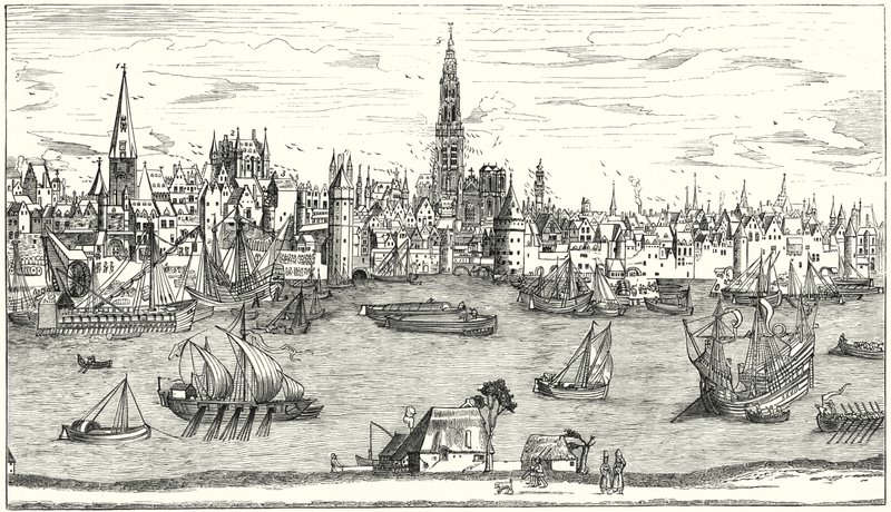 Panorama Antwerpii na początku XVI wieku (rycina) autorstwa German School