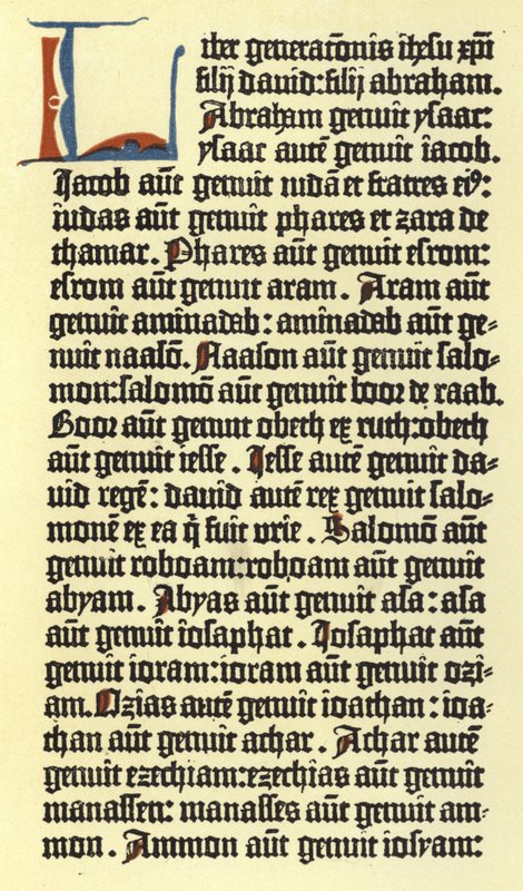 Część kolumny Biblii Gutenberga autorstwa German School