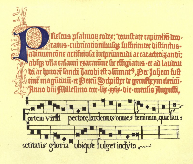 Fragment strony wybrany z drugiego psałterza Fust i Schoeffers autorstwa German School