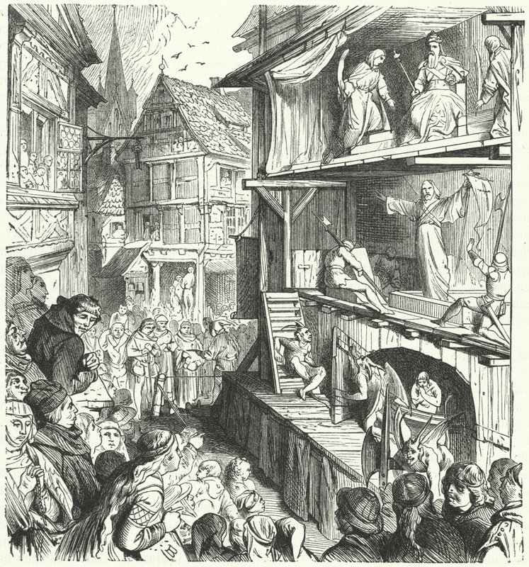 Przedstawienie sztuki pasyjnej w XVI wieku (rytowanie) autorstwa German School