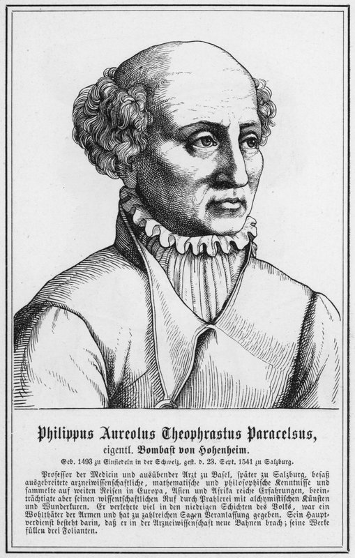 Philip Aureolus Theophrastus Paracelsus (rycina) autorstwa German School