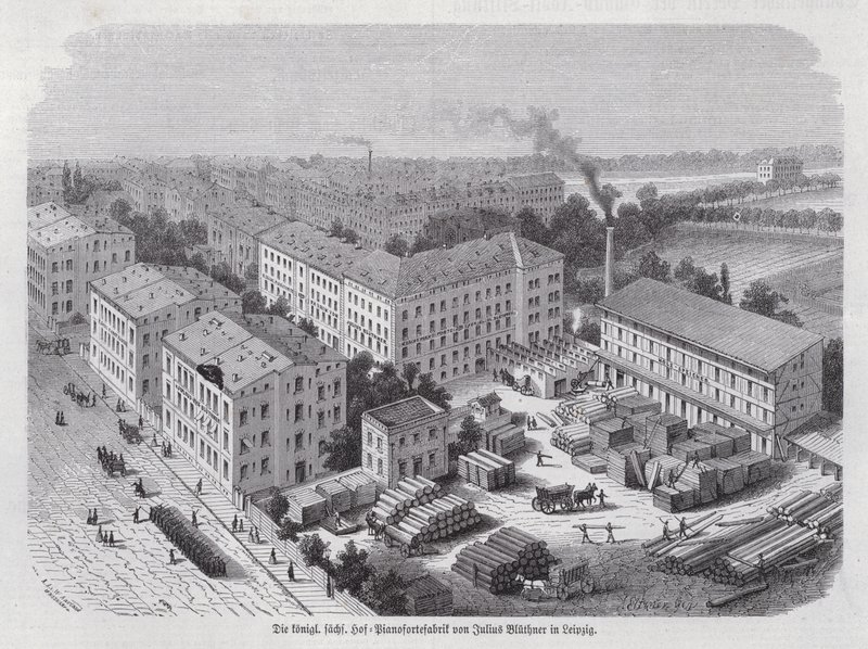 Fabryka fortepianów Juliusa Bluethnera, Lipsk, Niemcy (grafika) autorstwa German School