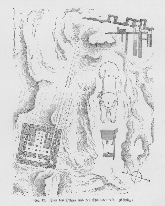 Plan Sfinksa i Świątyni Sfinksa, Giza, Egipt (rycina) autorstwa German School