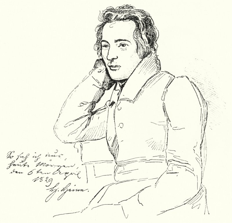 Portret niemieckiego poety i pisarza Heinricha Heinego jako młodzieńca (rycina) autorstwa German School