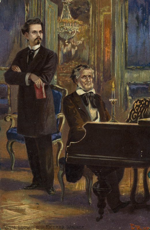 Portret króla Ludwika II i Ryszarda Wagnera autorstwa German School