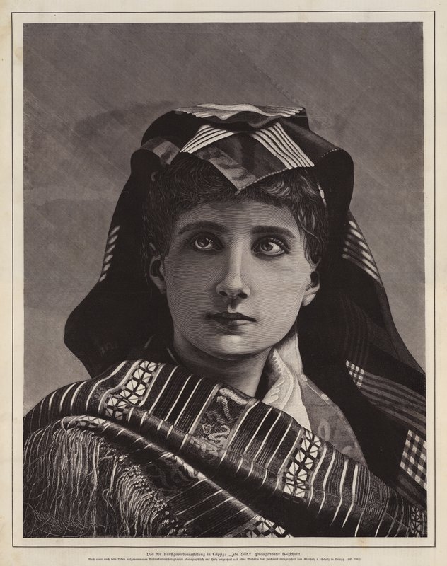 Portret kobiety, drzeworyt nagrodzony na wystawie sztuki i rzemiosła, Lipsk, Niemcy autorstwa German School