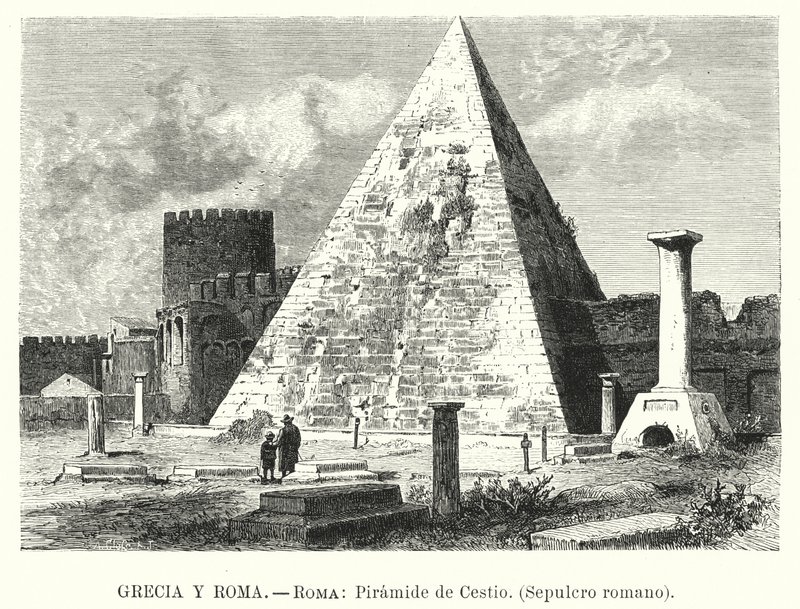 Piramida Cestiusza, grób Gajusza Cestiusza, Rzym (lito) autorstwa German School