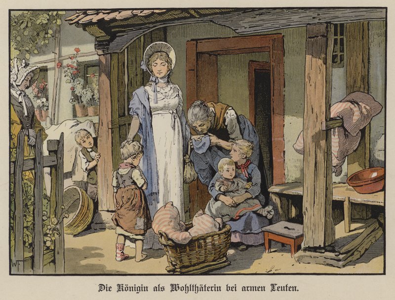 Królowa Ludwika Pruska, dobrodziejka ubogich (kolor lito) autorstwa German School