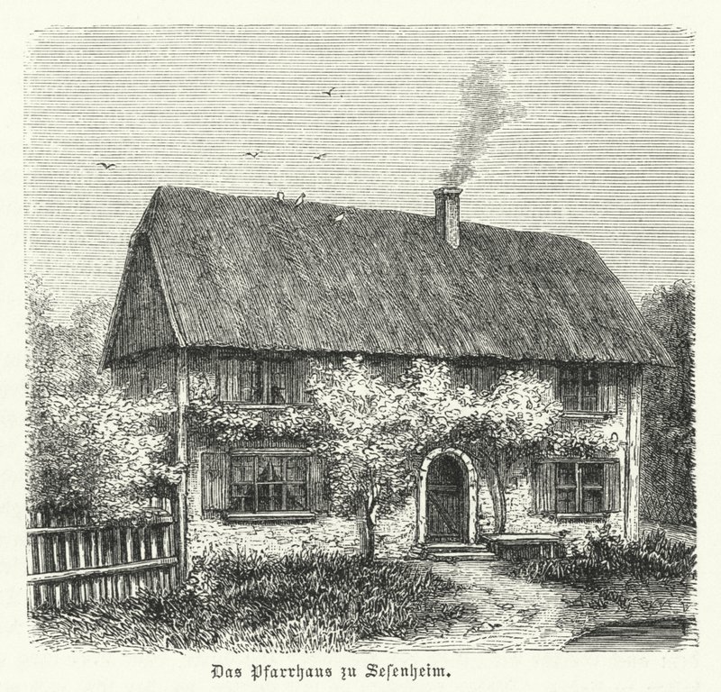 Plebania w Sessenheim, dom Friederike Brion, z którą Johann Wolfgang Goethe miał romans podczas studiów na Uniwersytecie w Strasburgu w latach 1770-1771 autorstwa German School