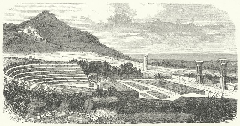 Pozostałości starożytnego teatru rzymskiego w Tusculum (rycina) autorstwa German School