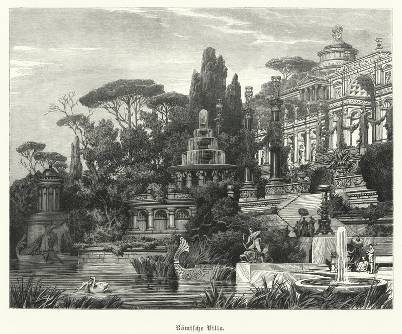 Willa rzymska (rycina) autorstwa German School