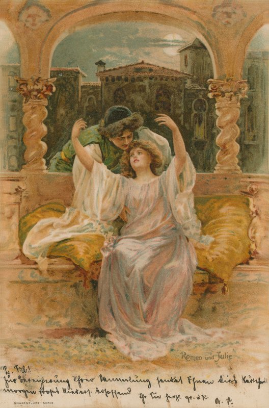 Romeo i Julia, kartka walentynkowa autorstwa German School
